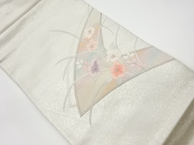 JAPANESE KIMONO / VINTAGE NAGOYA OBI / EMBROIDERY / FLORAL PLANTS